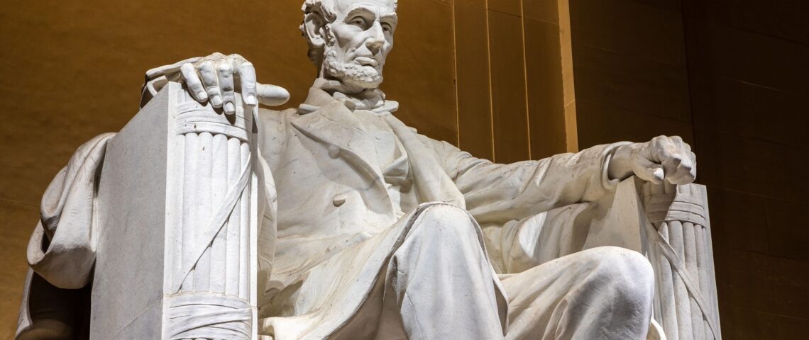 The Abraham Lincoln statue inside the Lincoln Memorial