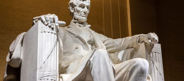The Abraham Lincoln statue inside the Lincoln Memorial